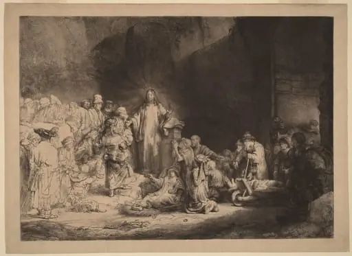 Christ Preaching (The Hundred Guilder Print), by Rembrandt