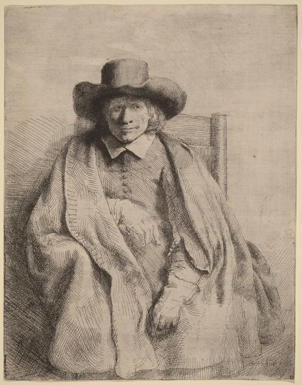 Clement de Jonghe, by Rembrandt, ink, 1651
