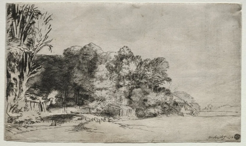 Clump of Trees with a Vista, by Rembrandt, 1652