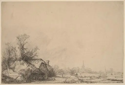 Cottage beside a Canal, by Rembrandt