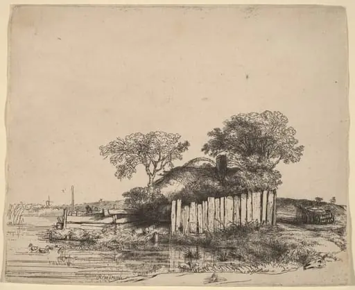 Cottage with a White Paling, by Rembrandt