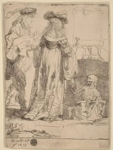 Death Appearing to a Wedded Couple from an Open Grave, by Rembrandt