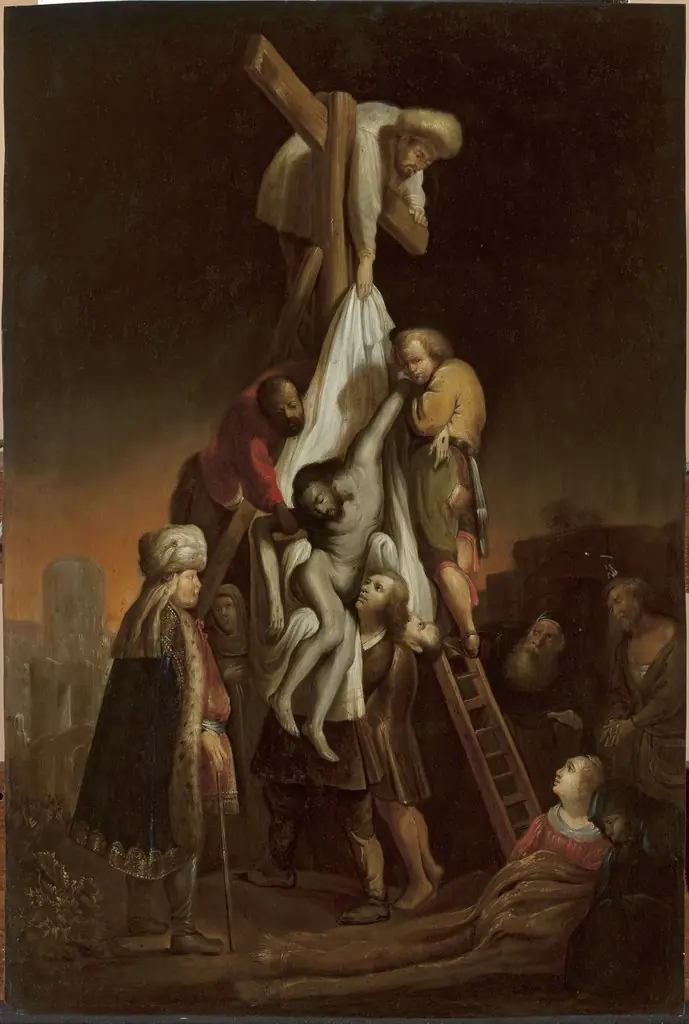 Descent from the Cross (Matthew 27:58–59; Mark 15: 45–46; Luke 23:52–53; John 19:38), by Rembrandt