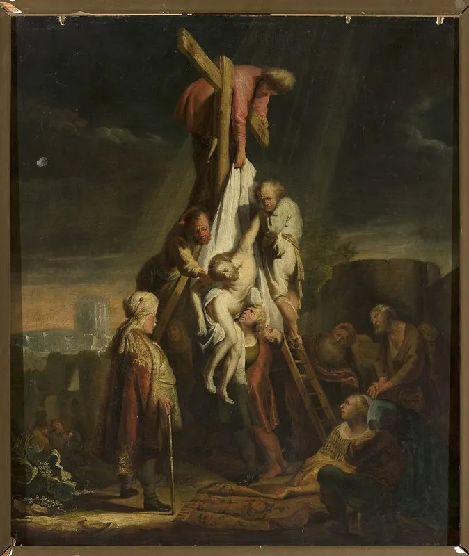 Descent from the Cross (Matthew 27:58–59; Mark 15: 45–46; Luke 23:52–53; John 19:38), by Rembrandt, oil, 1647