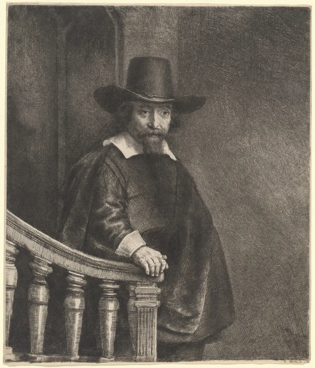 Ephraim Bonus, by Rembrandt, ink, 1647