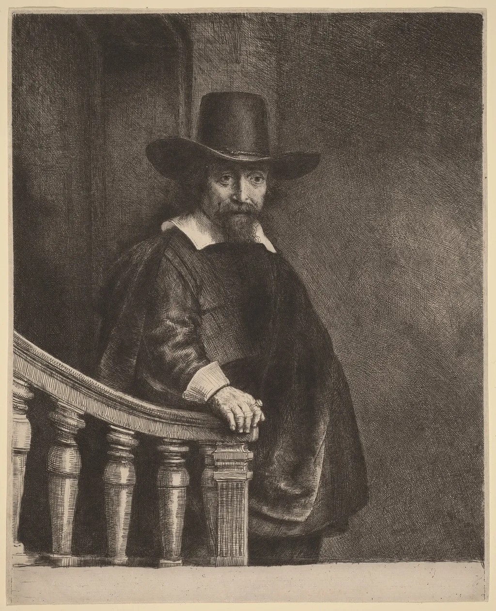Ephraim Bonus, by Rembrandt, ink, 1647