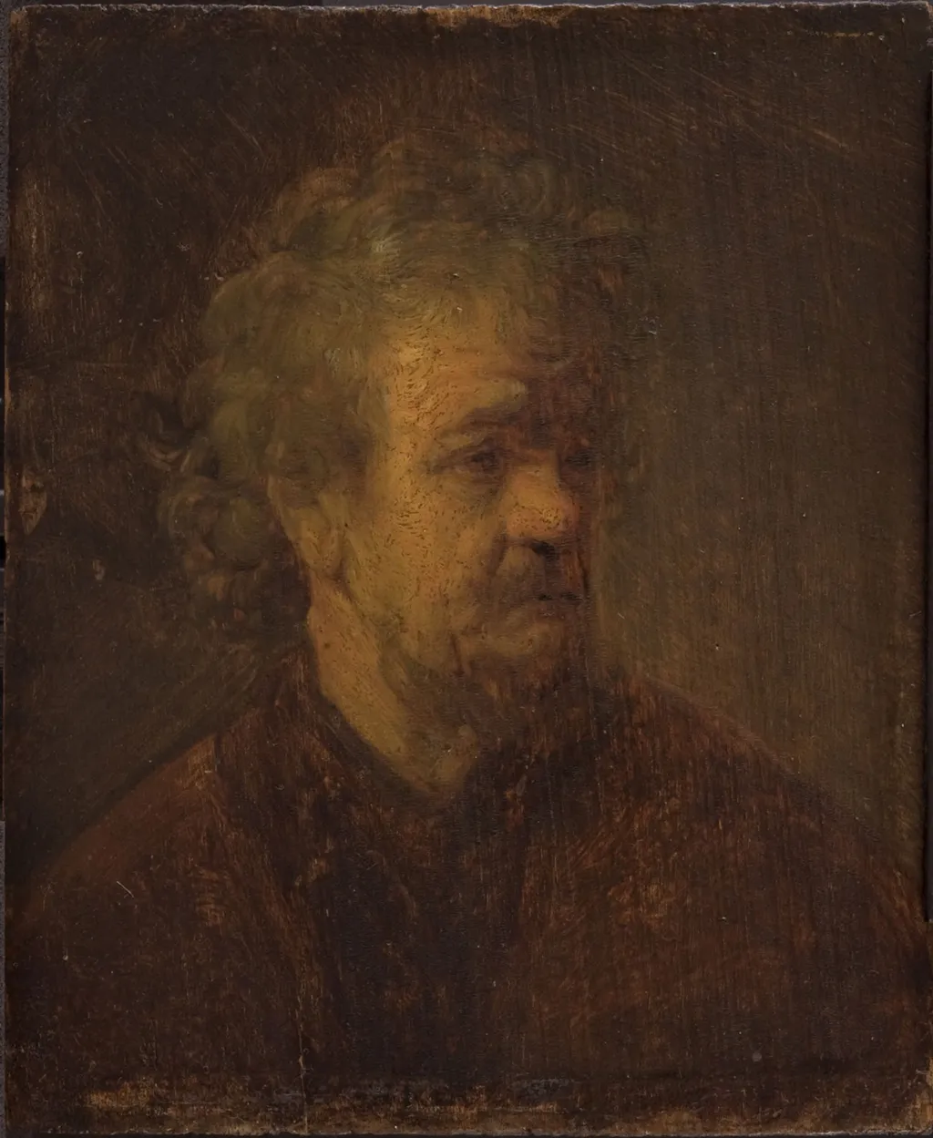 Head of an Old Man, by Rembrandt, oil, 1650