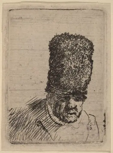 Head of an Old Man in High Fur Cap, by Rembrandt