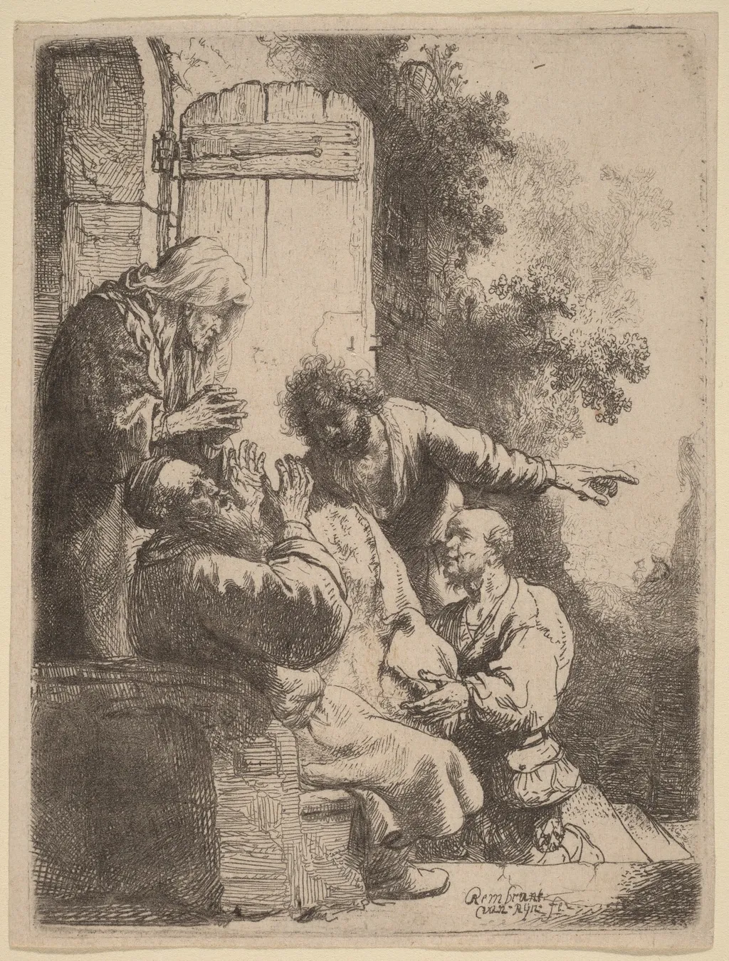 Joseph's Coat Brought to Jacob, by Rembrandt, ink, 1633