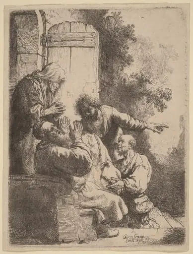 Joseph's Coat Brought to Jacob, by Rembrandt