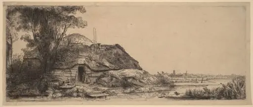 Landscape with a Cottage and a Large Tree, by Rembrandt