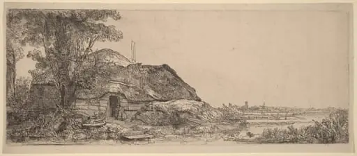 Landscape with a Cottage and a Large Tree, by Rembrandt