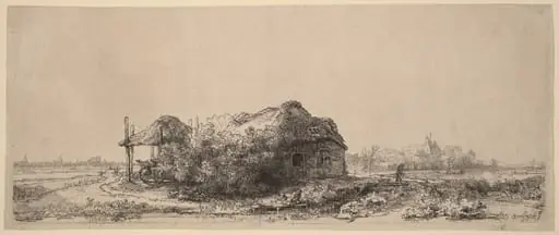 Landscape with a Cottage and Hay Barn: Oblong, by Rembrandt