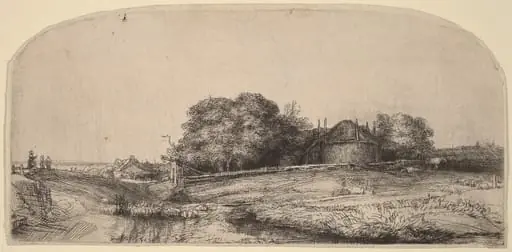 Landscape with a Hay Barn and a Flock of Sheep, by Rembrandt