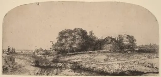 Landscape with a Hay Barn and a Flock of Sheep, by Rembrandt