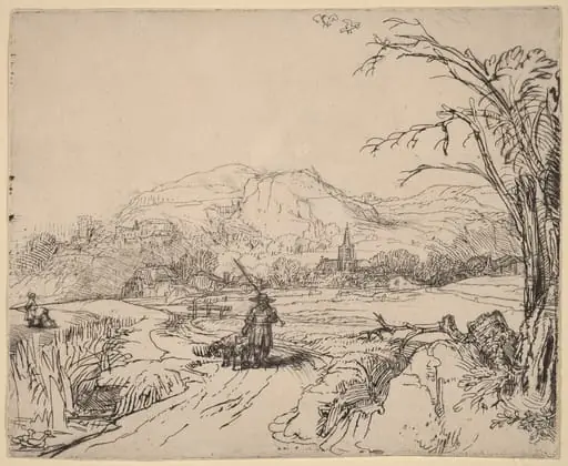Landscape with Sportsman and Dog, by Rembrandt
