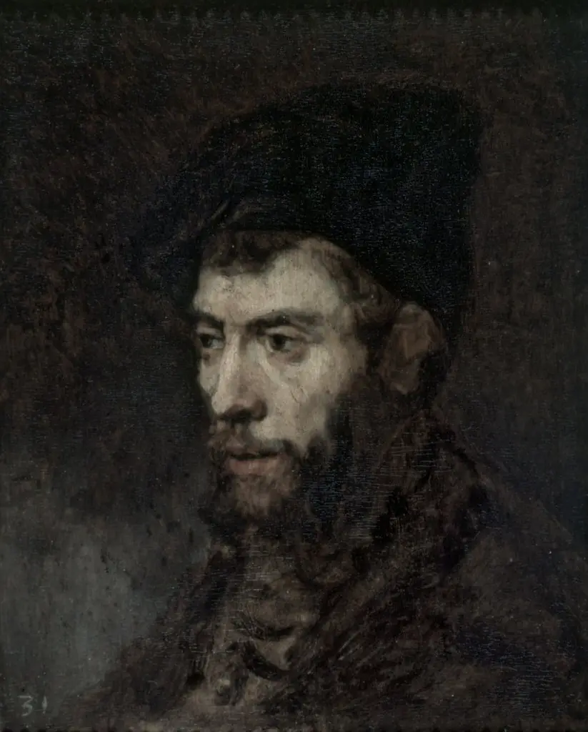 Man in a Beret looking Left, by Rembrandt