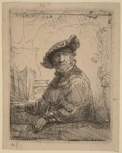 Man in an Arbor, by Rembrandt
