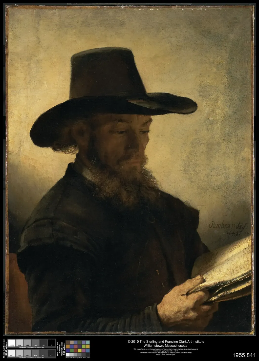 Man Reading, by Rembrandt, oil, 1648