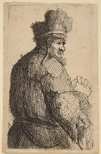 Old Man Seen from Behind, Profile to Right, by Rembrandt