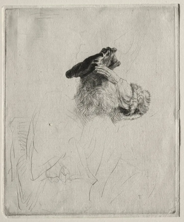 Old Man Shading his Eyes with His Hand, by Rembrandt, 1639