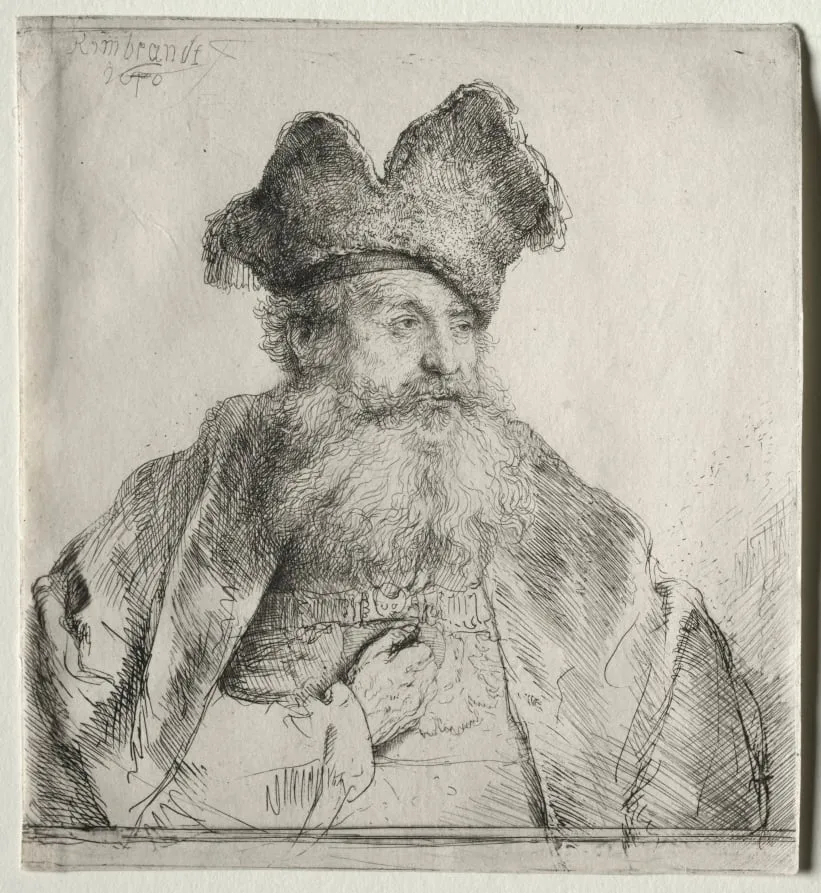 Old Man with a Divided Fur Cap, by Rembrandt, 1640