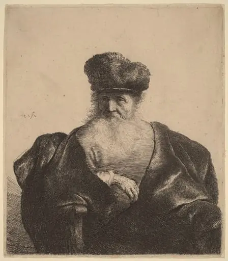 Old Man with Beard, Fur Cap, and Velvet Cloak, by Rembrandt