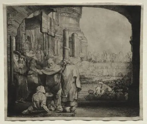 Peter and John Healing the Cripple at the Gate of the Temple, by Rembrandt