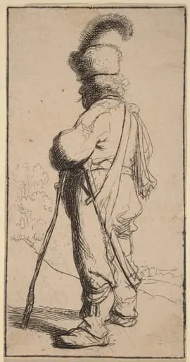 Polander Leaning on a Stick, by Rembrandt