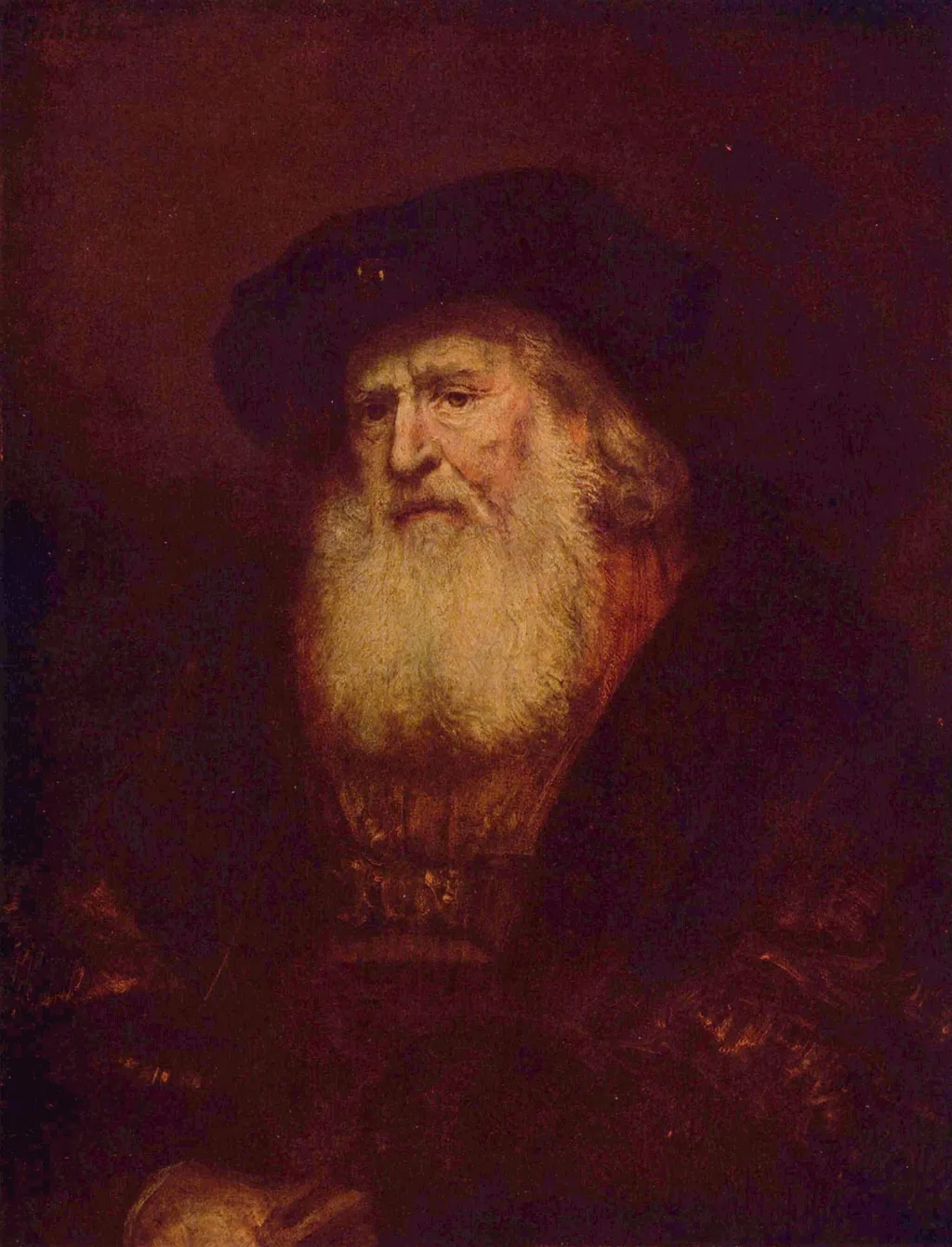 Portrait of a Bearded Old Man, by Rembrandt, oil, 1654