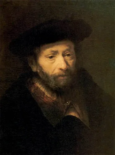 Portrait of a Bearded Old Man with a Hand in his Cloak, by Rembrandt, oil, 1643