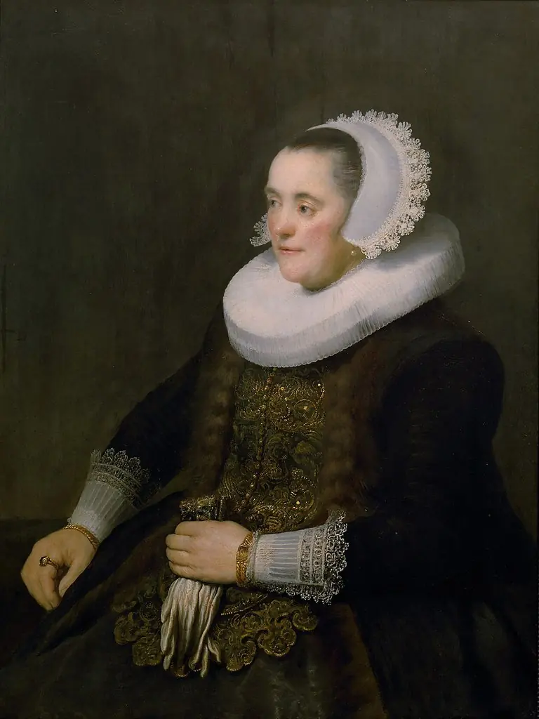 Portrait of a Woman holding Gloves, by Rembrandt