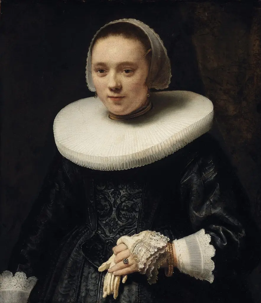 Portrait of a Woman with Gloves, by Rembrandt, 1630