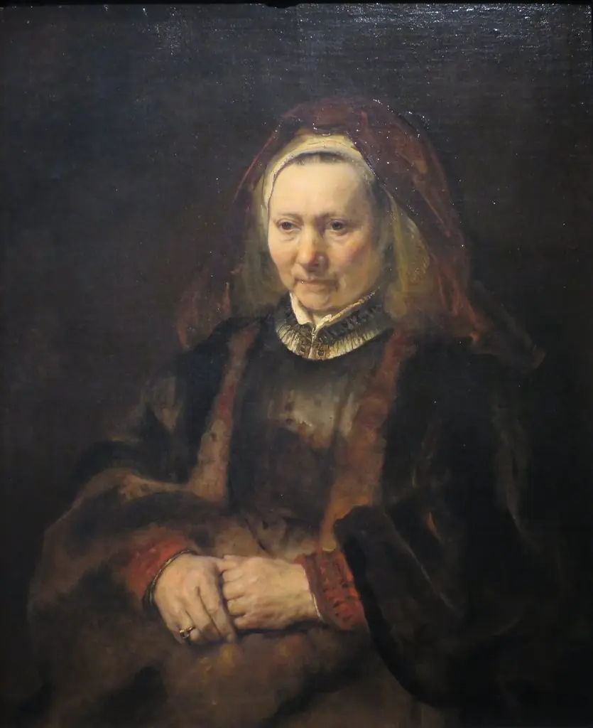 Portrait of an Old Woman in a Fur Robe, by Rembrandt
