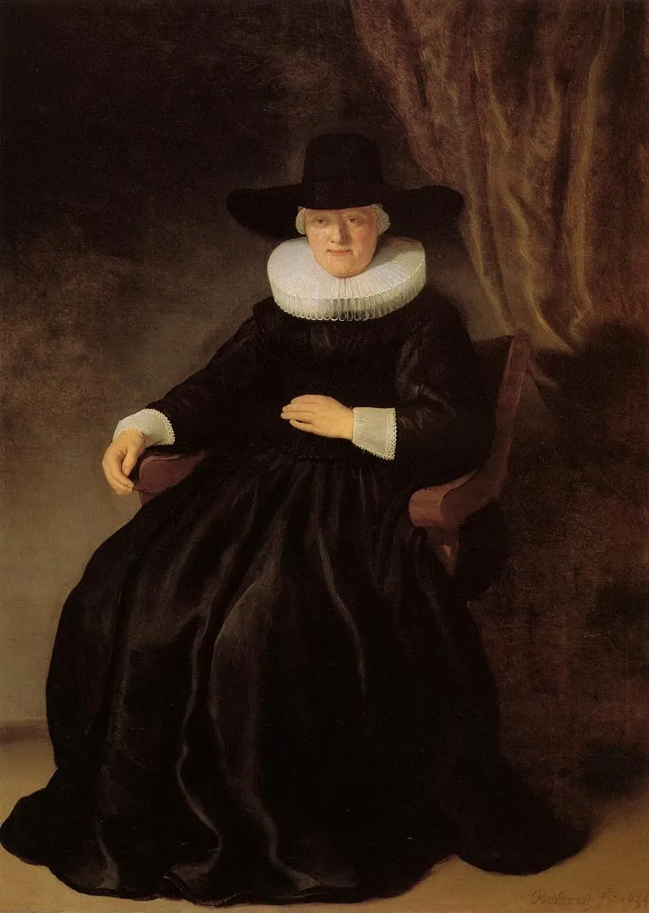Portrait of Maria Bockenolle (Wife of Johannes Elison), by Rembrandt, oil, 1634