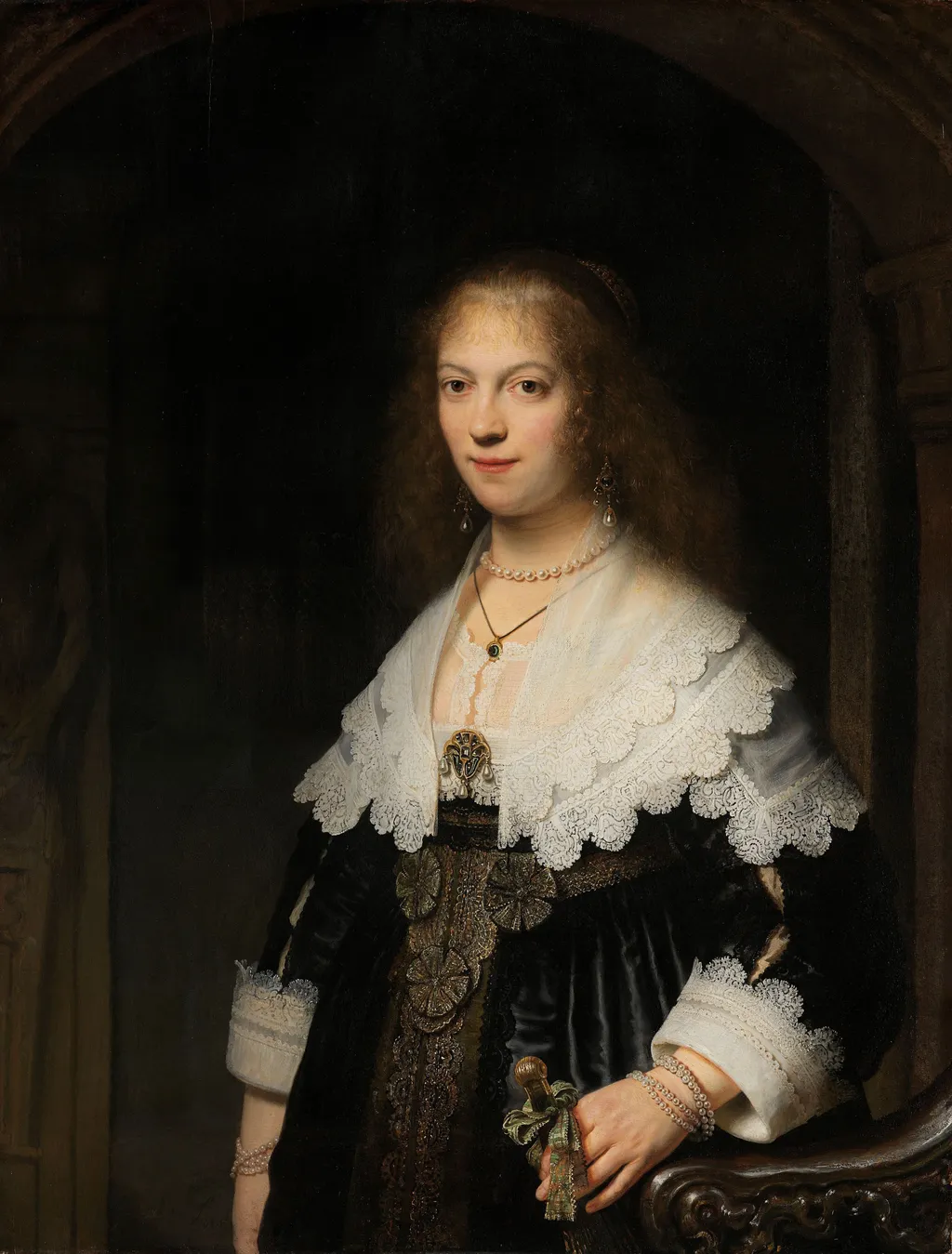 Portrait of Maria Trip, by Rembrandt, oil, 1639