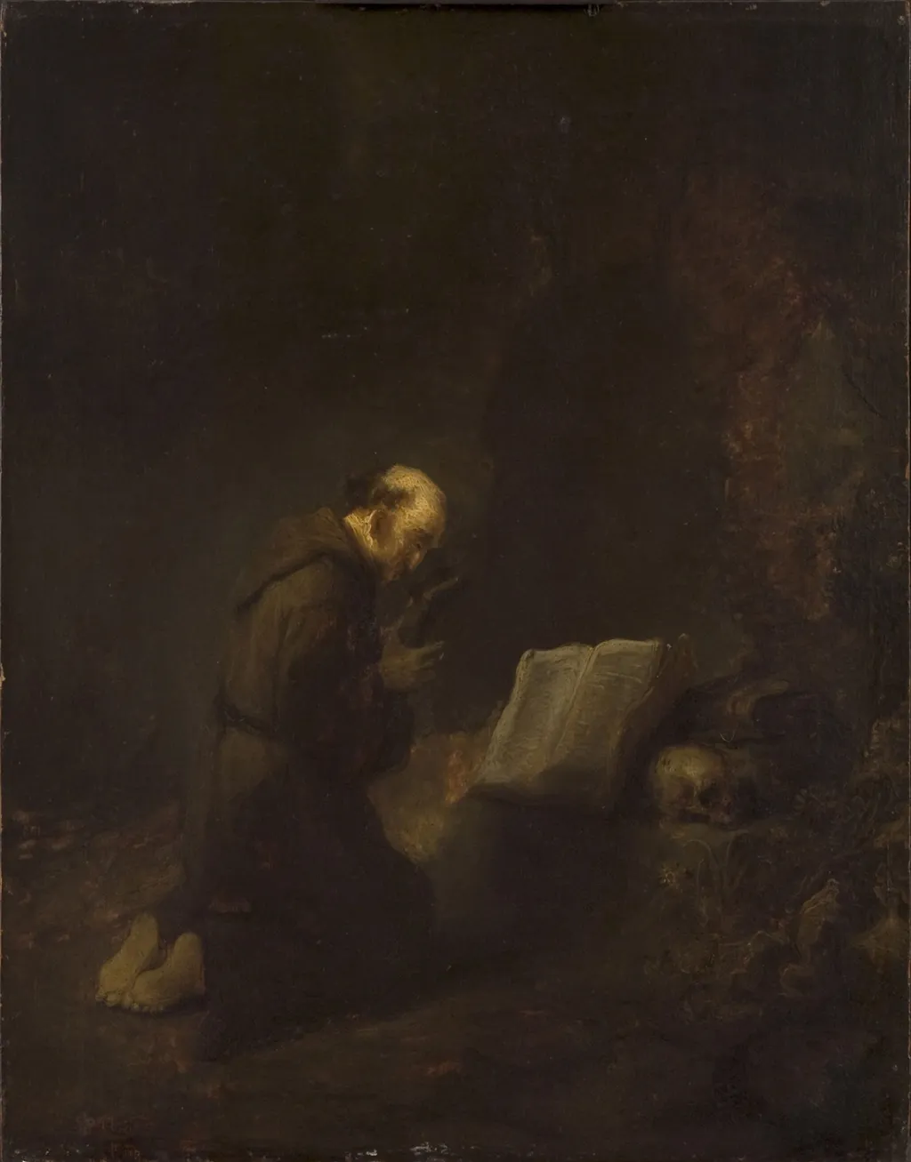 Saint Francis of Assisi Praying, by Rembrandt, oil, 1637