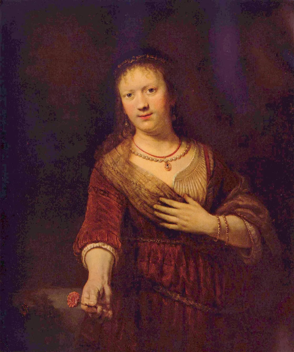 Saskia as Flora, by Rembrandt, oil, 1641