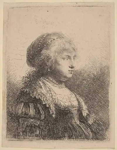 Saskia with Pearls in Her Hair, by Rembrandt