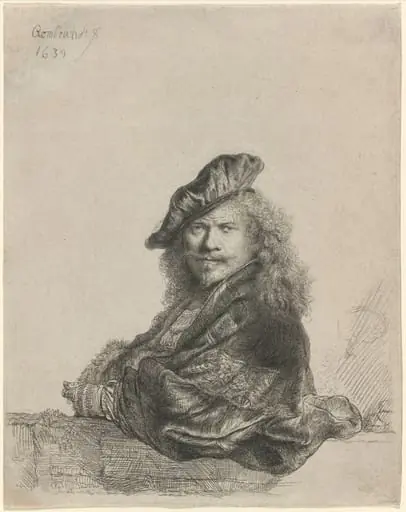 Self-Portrait Leaning on a Stone Sill, by Rembrandt