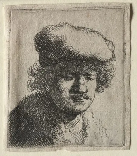Self-Portrait with Cap Pulled Forward, by Rembrandt