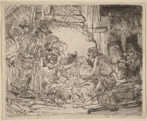 The Adoration of the Shepherds: with the Lamp, by Rembrandt