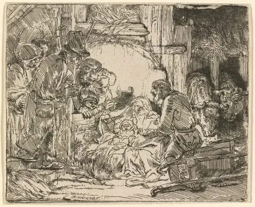 The Adoration of the Shepherds: with the Lamp, by Rembrandt