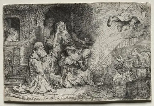 The Angel Departing from the Family of Tobit, by Rembrandt