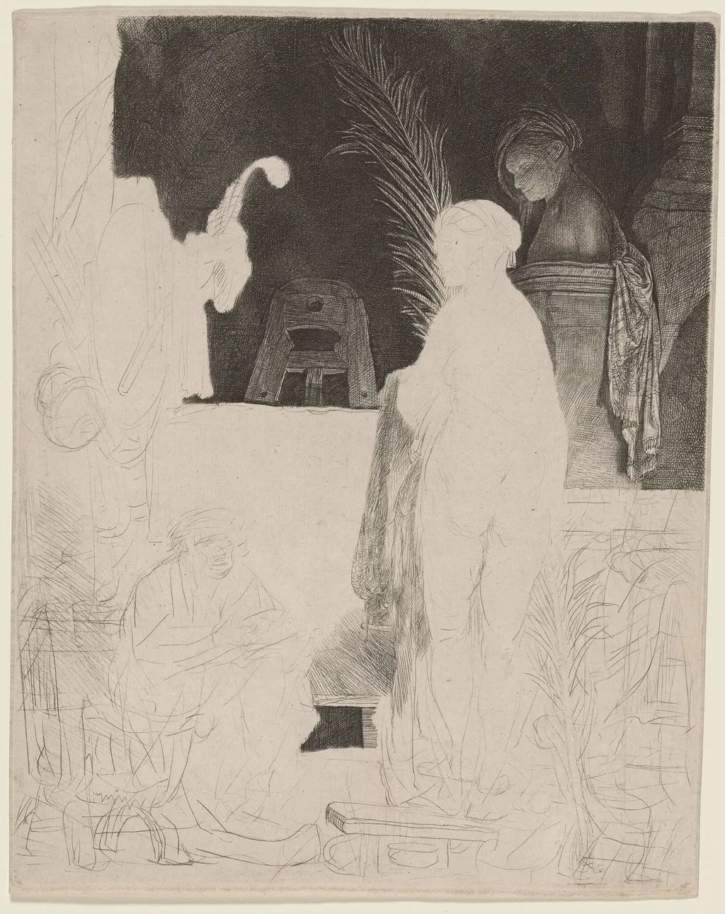 The Artist Drawing from the Model, by Rembrandt, ink, 1639