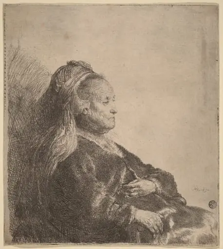 The Artist's Mother Seated, in an Oriental Headdress, by Rembrandt