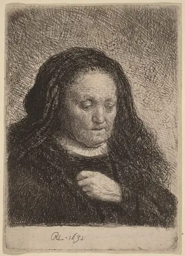 The Artist's Mother with Her Hand on Her Chest, by Rembrandt