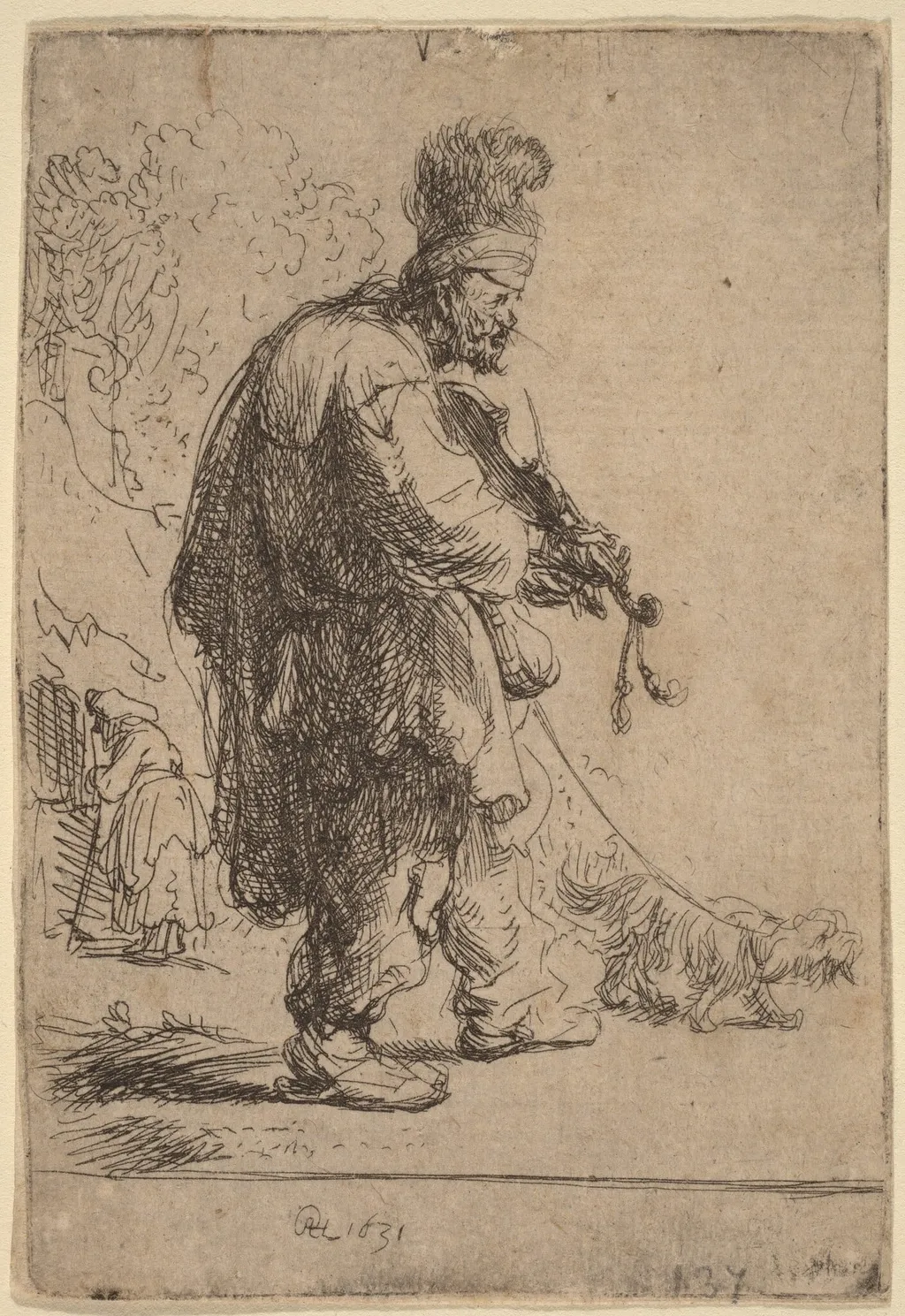 The Blind Fiddler, by Rembrandt, ink, 1631