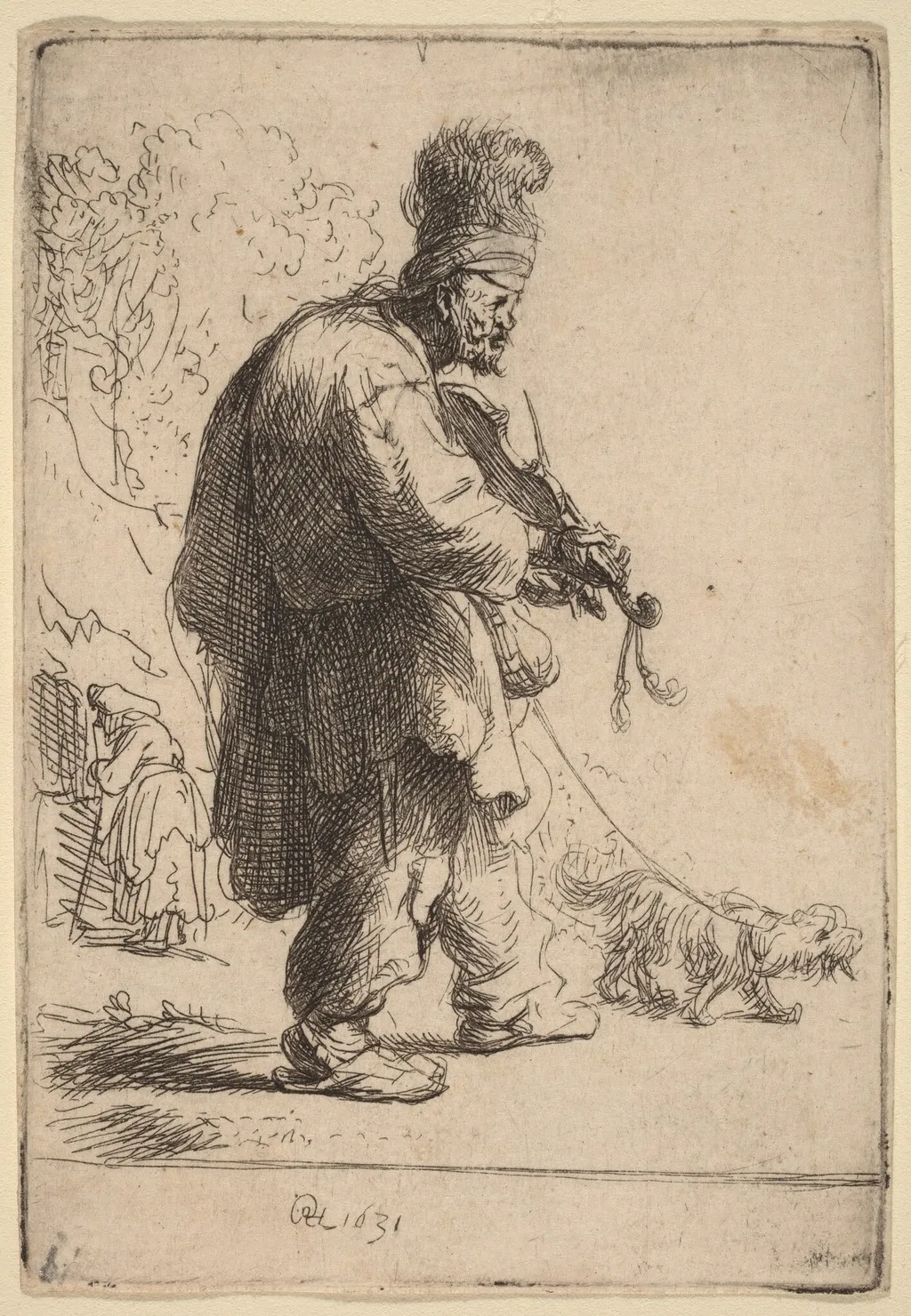 The Blind Fiddler, by Rembrandt, ink, 1631