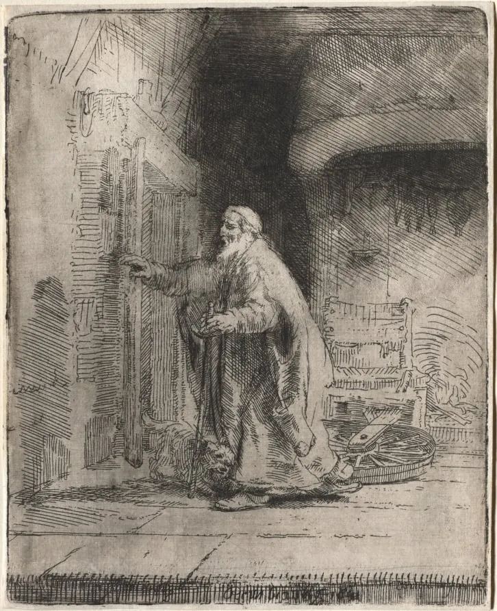 The Blindness of Tobit: The Large Plate, by Rembrandt, 1651